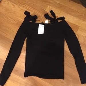 H&M cold shoulder black sweater